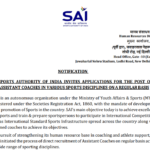 Sports Authority of India Assistant Coach Recruitment 2026